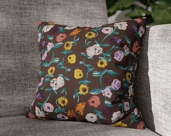 Surprise Song Floral Pattern Faux Suede Pillowcase