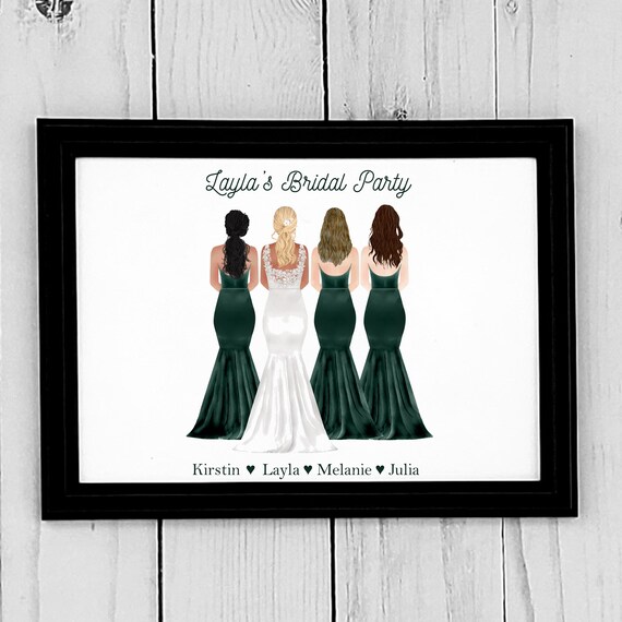 Custom Bridal Party Gift, Custom Wedding Portrait, Personalized Print for  Bridesmaid, Wedding Decor, Cards, Gifts, Digital File - Etsy