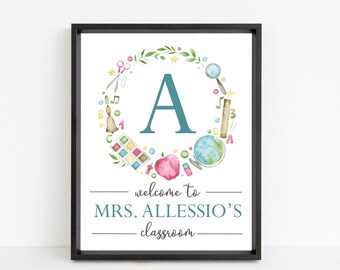 Custom Teacher Monogram, Personalized Print, Classroom Decor, School Decor, Digital File