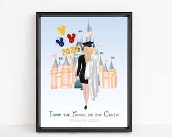 Custom Disney Inspired Graduation Portrait, Personalized Print for Class of 2023, Graduate, Graduation Gift, Keepsake, Digital File