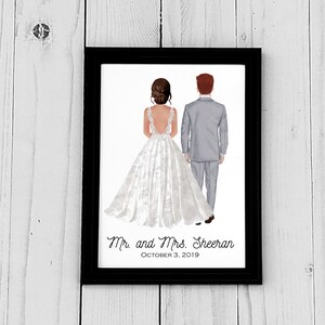 Personalisiertes Hochzeitsportrait, Mr. and Mrs., Hochzeitsgeschenk, Brautpaare, Hochzeitsdrucke, Hochzeitsdekoration, Karten, Geschenke, digitale Datei