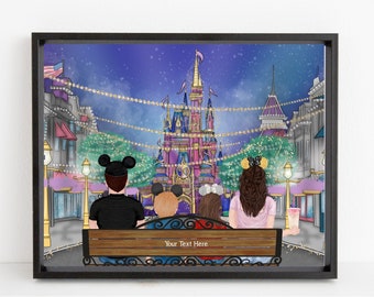 Custom Disney 50th Anniversary Inspired Portrait, Magic Kingdom, Personalized Print for Family, Friends, Couples, Digital File