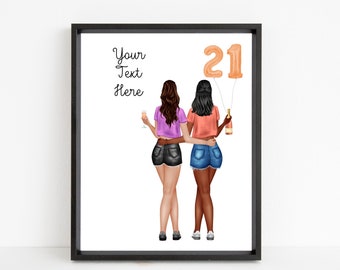 Personalized Birthday Gift, Milestone 18th/21st/30th/40th Custom Print, Portrait, Card, Keepsake, Friends, Sisters, Cousins, Digital File