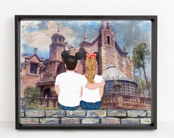 Custom Disney Inspired Portrait, Haunted Mansion, Personalized Print for Family, Friends, Couples, Digital File