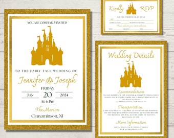Wedding Invitation Suite, RSVP, Details Card, Stationary for a Magical Celebration, Canva Template
