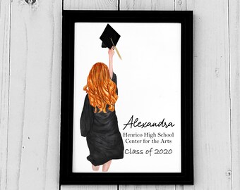 Biglietto di laurea personalizzato per lei // Stampa di laurea // Classe del 2021 // Regalo di laurea // Ricordo