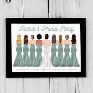 Personalisiertes Brautparty-Geschenk, personalisiertes Hochzeitsportrait, personalisierter Druck für Brautjungfern, Hochzeitsdekoration, Karten, Geschenke, digitale Datei
