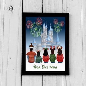Portrait personnalisé inspiré de Disney, impression personnalisée pour la famille, les amis, les couples, décor de Noël, cartes, fichiers numériques de cadeaux