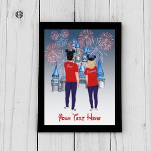 Custom Disney Inspired Engagement Portrait, Valentine's Day, Personalized Print for Couples, Engaged, Digital File