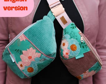 ヒップバッグ「ラナ」、実用的な2サイズ展開、PDFパターン（A4/USレターサイズ）、ユニークなバッグデザイン