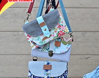 クラッチバッグ「フィンヤ」、小型ショルダーバッグ、ドイツ語のPDF型紙、Unikati Bag Design
