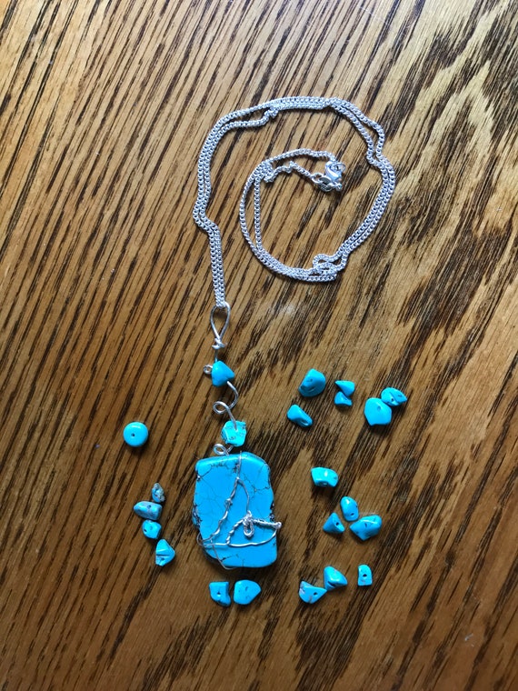 Stunning square turquoise pendant Etsy