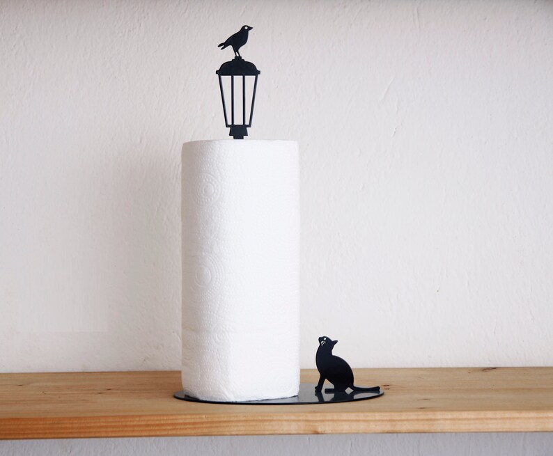 Cat and Bird Metal Paper Towel Holder Paper Towel Holder for Etsy