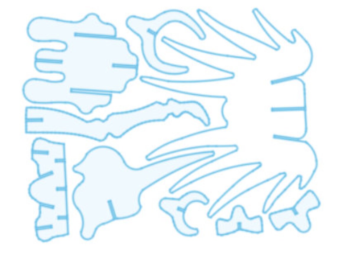 Triceratops Dinosaur 3D Puzzle DXF File Etsy