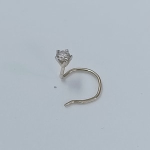 3 mm Round Cut Natural Diamond Nose Pin/ 14K White Gold Nose Pin/ Anniversary Gift/ Nose Pin/ Real Diamond Nose Pin/ Gift For Mom