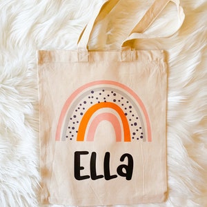 Personalized Boho Rainbow Tote Bag For Kids, Back To School Accessories, Custom Birthday Bags, Cute Boho Children's Bags, Birthday Gifts image 5