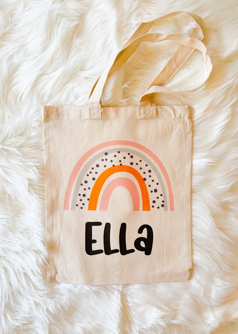 Personalized Boho Rainbow Tote Bag For Kids, Back To School Accessories, Custom Birthday Bags, Cute Boho Children's Bags, Birthday Gifts image 5