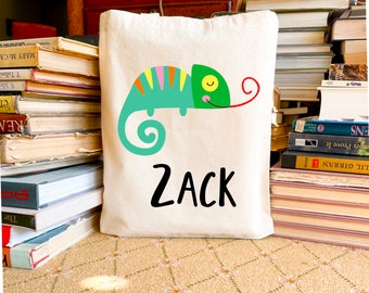 Personalized Animal Kids Tote Bags, Custom Jungle Animal Tote Bags, Custom Animal Library Bags, Birthday Goodie Bags, Favor Bags for Kids