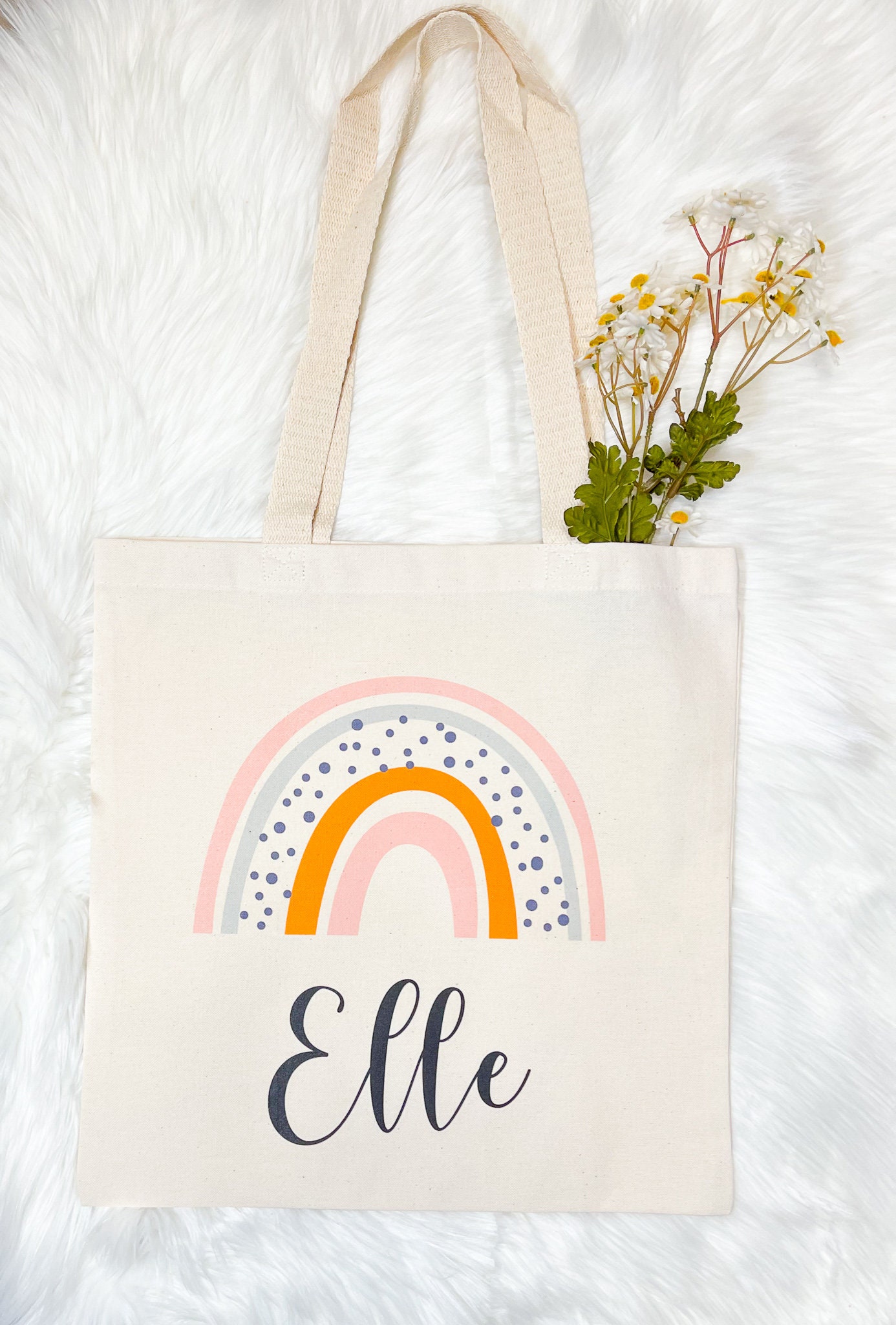 Personalized Boho Rainbow Tote Bag for Kids Back to School | Etsy