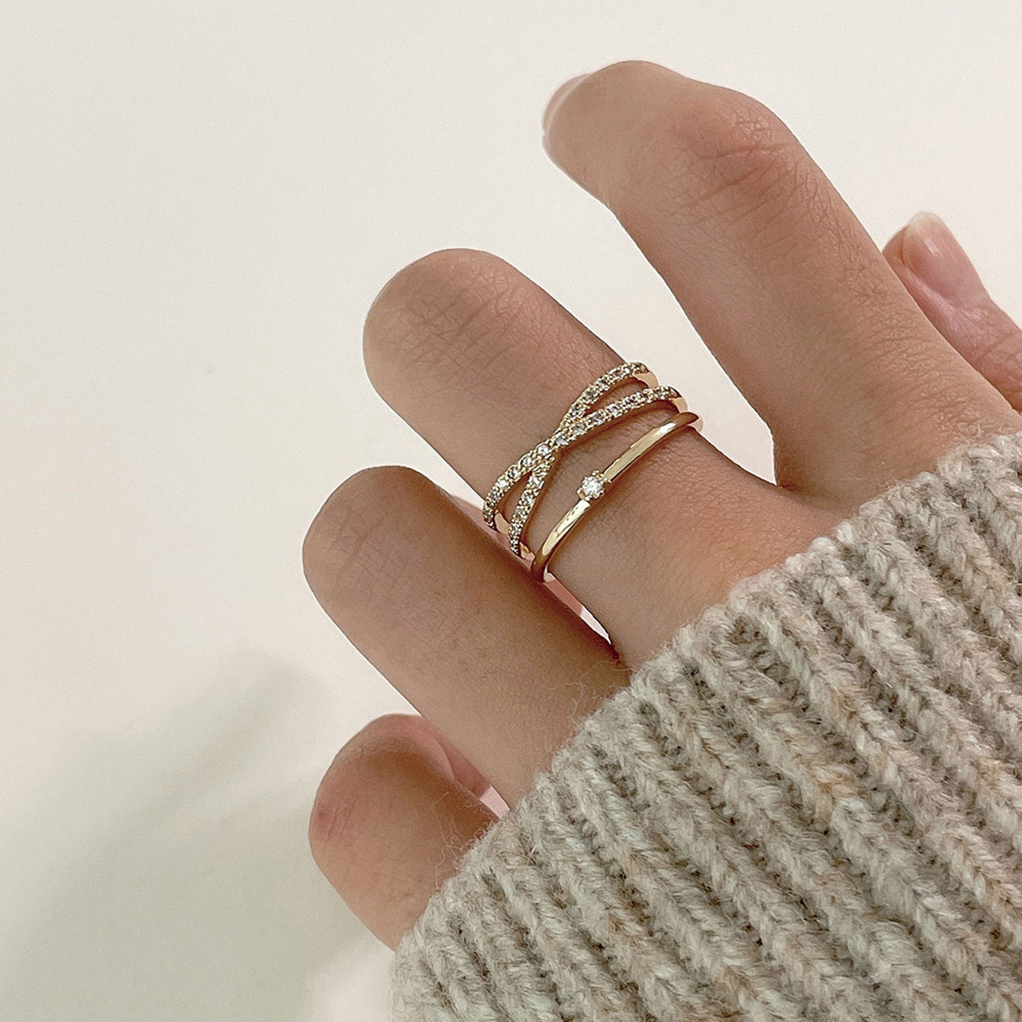 Offener Ring verstellbarer Ring dreireihig Ring Stapelring Etsy