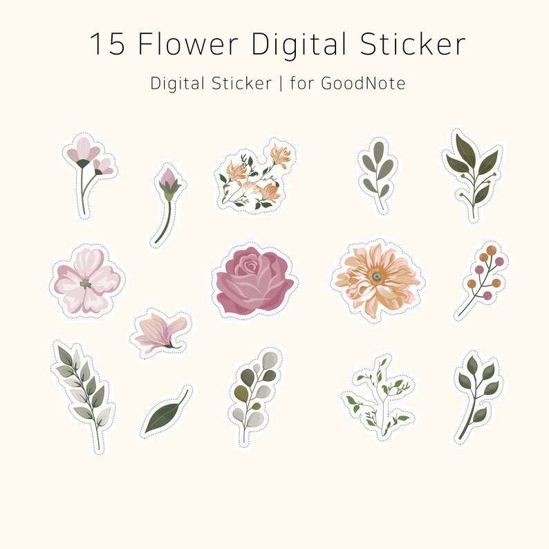 flower sticker setdigital stickerfor goodnotefor etsy