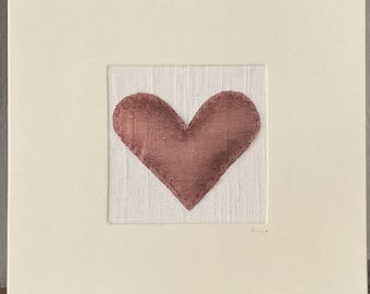 12 th (silk) wedding anniversary card/ real silk / raw silk/ handmade silk heart.