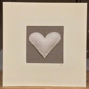 4 th ( linen) Antique French linen anniversary card genuine  antique French linen/ linen heart / padded heart/ linen heart / handmade.