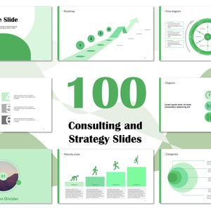 Professional Strategy and Consulting Template Green: 100-page Masterdeck for Business and Strategy | PowerPoint Template, Infographics