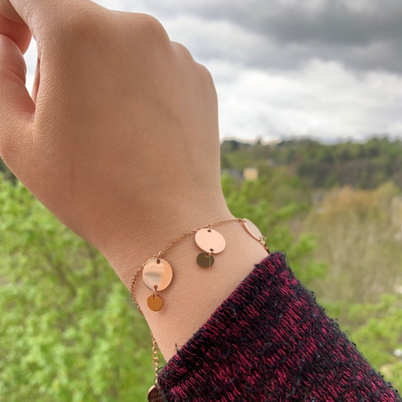 Multicoin Bracelet in Rose Gold Circles 