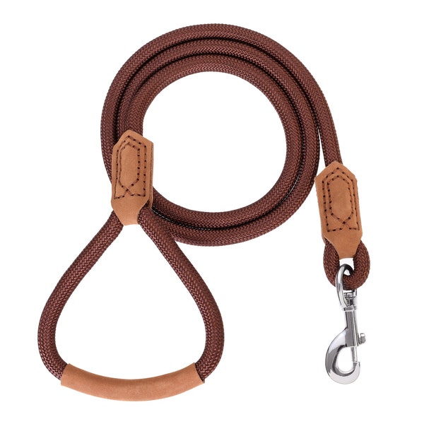 Leather Tailor Reinforce Handle Mountain Climbing Dog Rope Leash with Heavy Duty Metal Sturdy Clasp