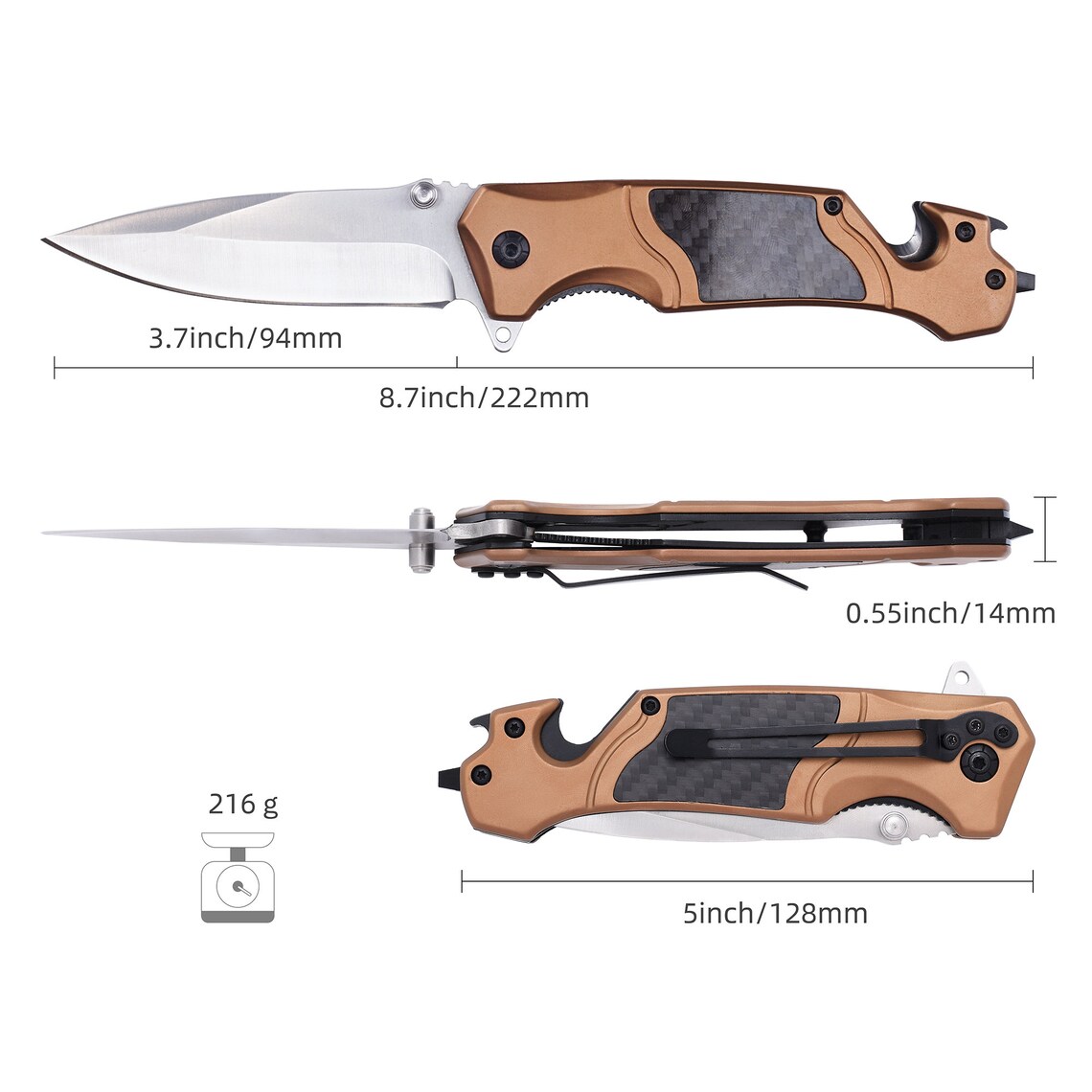 First Responder EDC Folding Knife 3 in 1 Tactical Outdoor/in Etsy