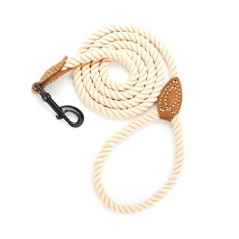 Braided Poly Cotton Rope Leash With Leather Tailor Handle and Etsy