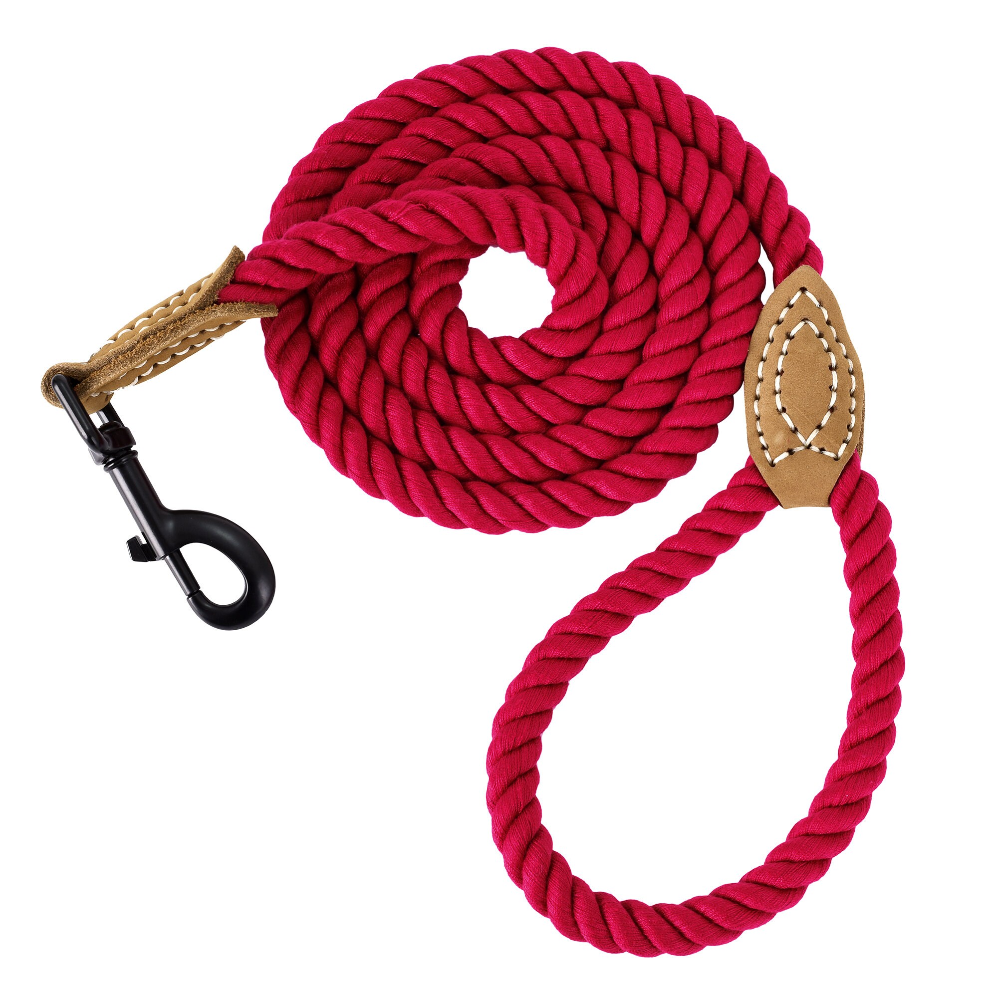 Braided Poly Cotton Rope Leash With Leather Tailor Handle and Etsy