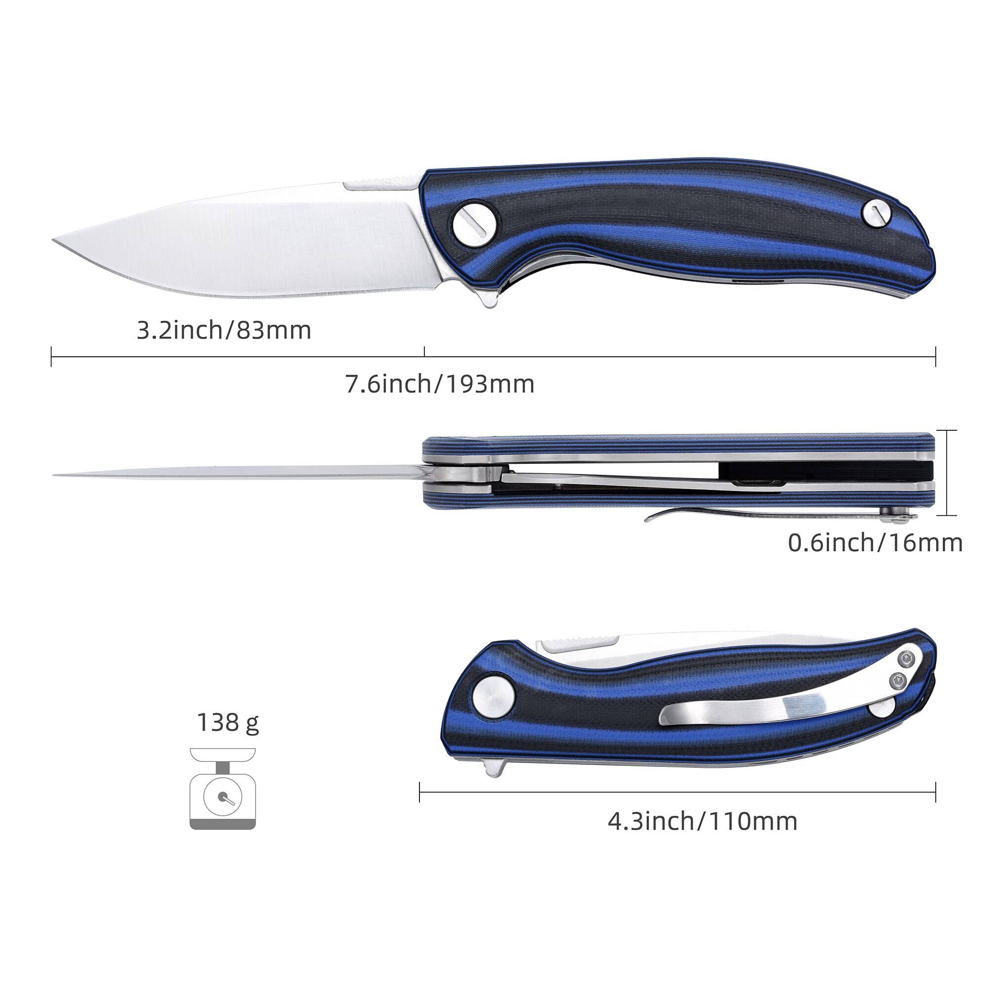 Folding Pocket Flipper Knife with 440C Spey Point Blade w Etsy