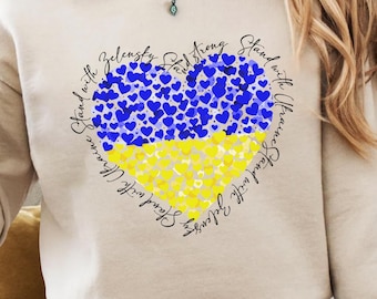 Ukraine Heart Flag Shirt, Stand with Ukraine, Bella+Canvas Tee