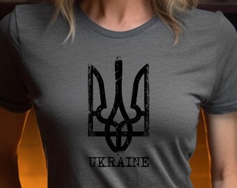 Ukraine Trident T-Shirt, Vintage Coat of Arms, Patriotic Tee