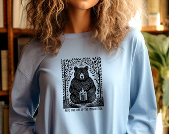 Bear Reading Book T-Shirt: Hand Screen Printed Comfort Colors Tee