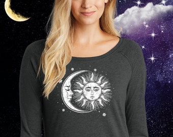 Sun and Moon Tunic Shirt: Celestial Long Sleeve Tee