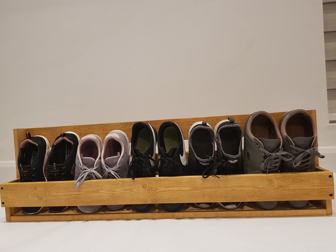 New Wood Wall Mounted Shoe Rack Storage Etsy UK