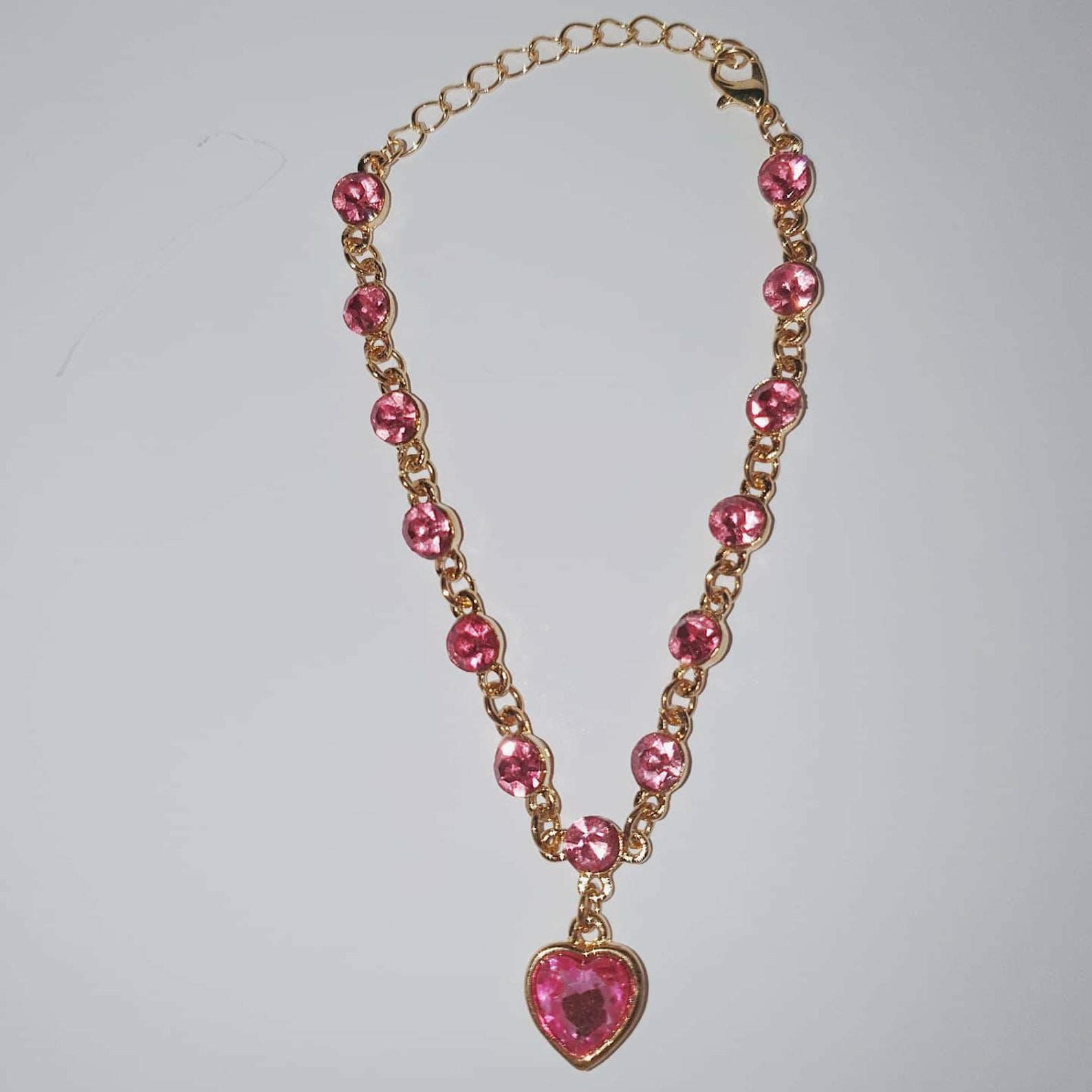 Pink Heart Rhinestone Bracelet | Etsy