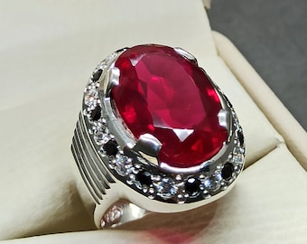 Oval Ruby Sterling Silver Ring: Handmade Red Gemstone Jewelry