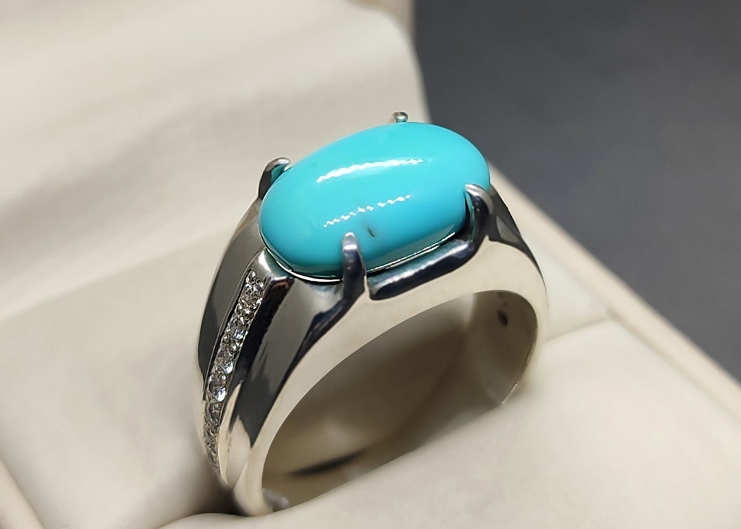 Natural Turquoise Luxury Ring: Handmade Sterling Silver 925 Feroza ...