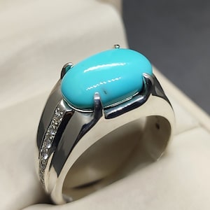 Natural Turquoise Luxury Ring: Handmade Sterling Silver 925 Feroza ...