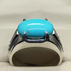 Natural Turquoise Luxury Ring: Handmade Sterling Silver 925 Feroza ...
