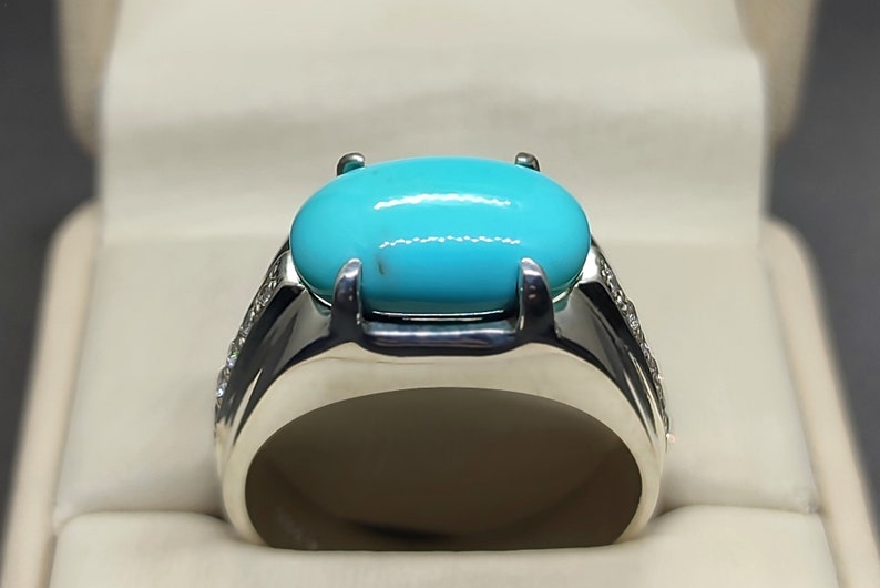 Natural Turquoise Luxury Ring: Handmade Sterling Silver 925 Feroza ...