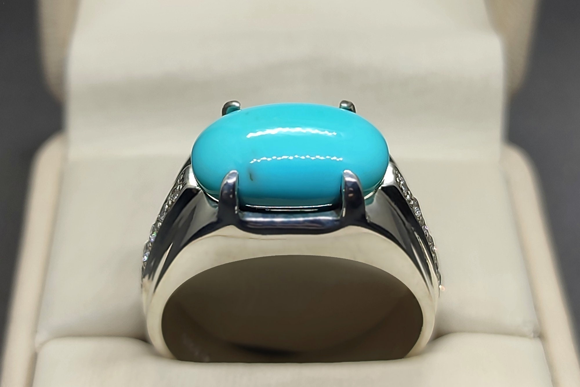 Natural Turquoise Luxury Ring: Handmade Sterling Silver 925 Feroza ...