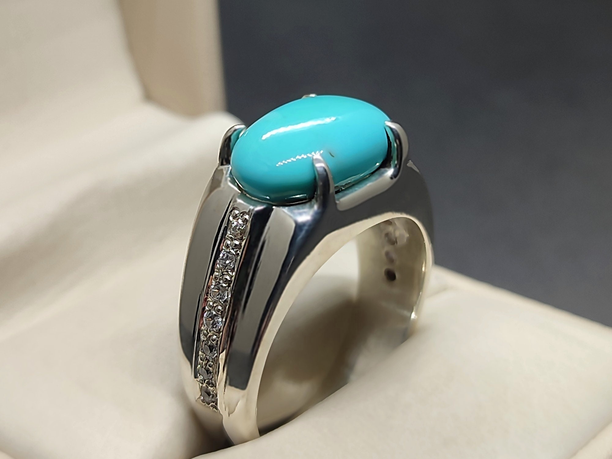 Natural Turquoise Luxury Ring: Handmade Sterling Silver 925 Feroza ...