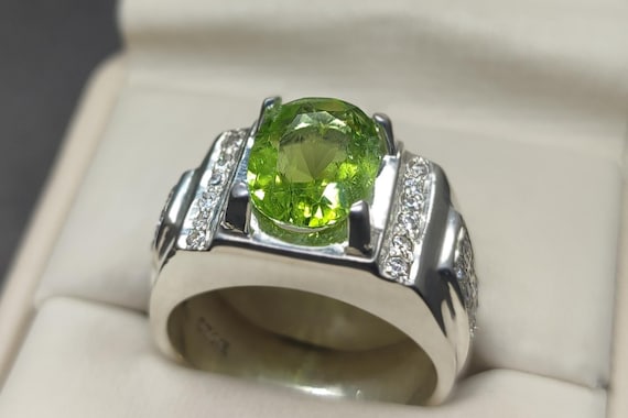 Natural 5 Carat Eye Clean Fresh Green Kohistani Peridot Mens Elegant Ring Sterling Silver 925 Handmade Oval Cut Peridot 14k 18k Gold Ring Etsy Ireland