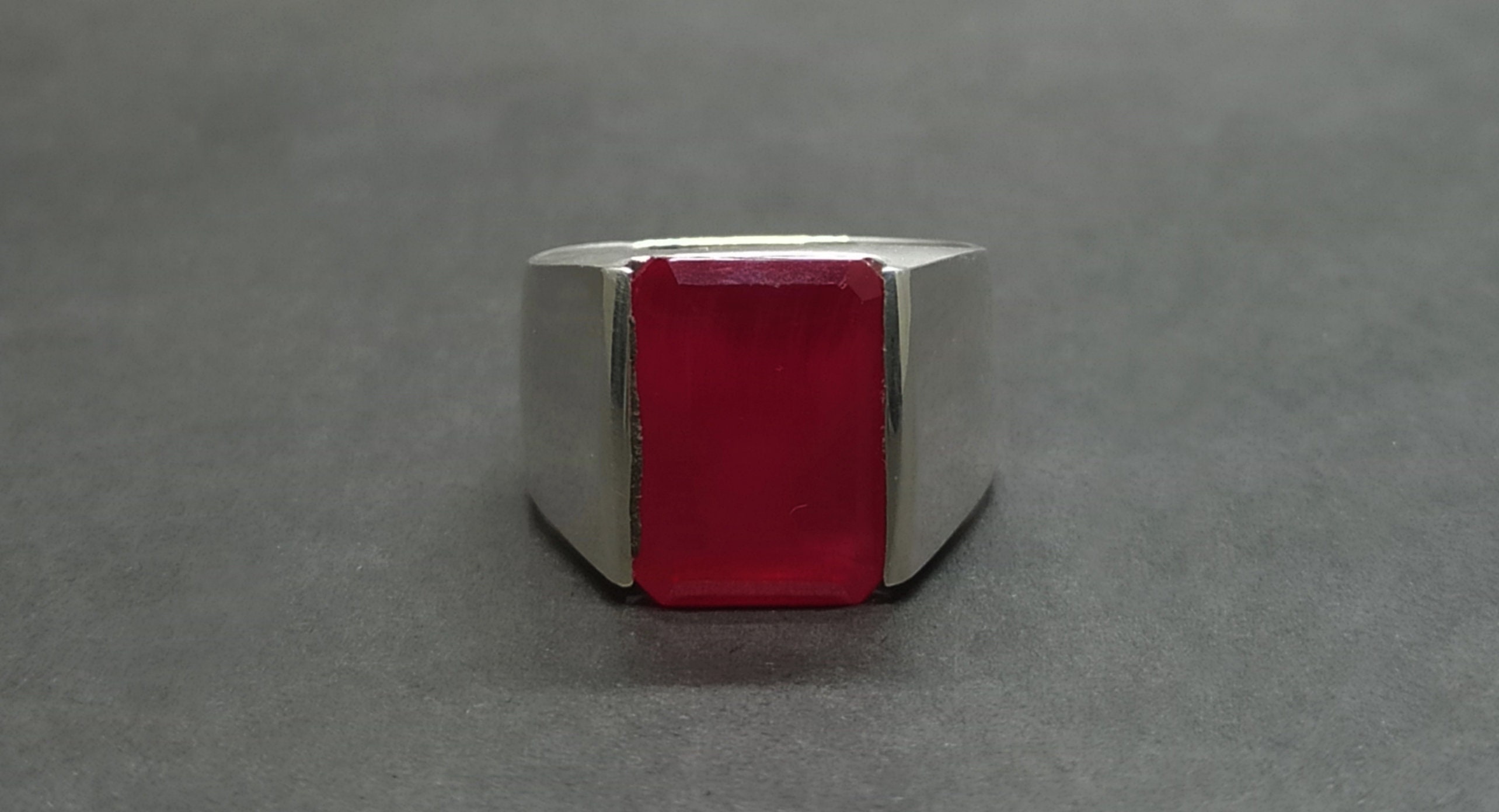 Emerald Cut Pigeon Deep Red Ruby Sterling Silver 925 Handmade | Etsy