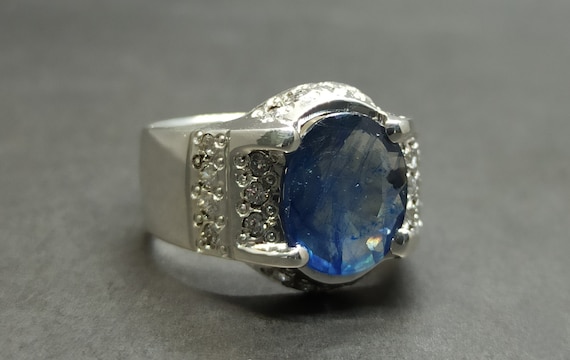 Anillo De Plata De Ley Para Mujer, 55 Quilates, Topacio Azul